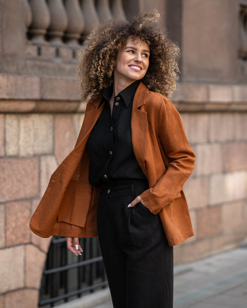 Suit Jacket Quin in almond brown color