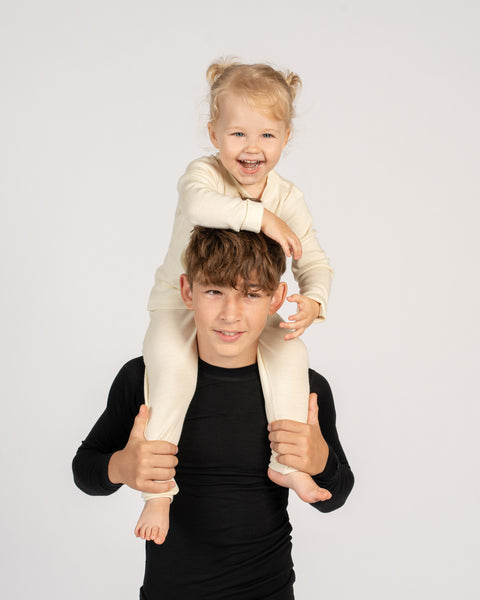 Kids' 160 Long Sleeve & Bottom 2-Piece Natural