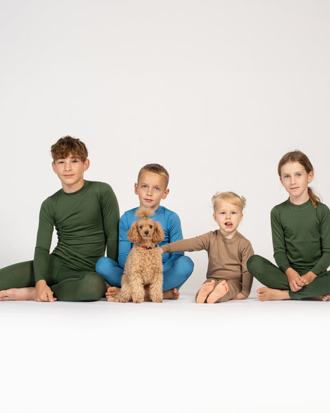 160 Merinowolle-Set für Kinder mit Langarmshirt und Leggings