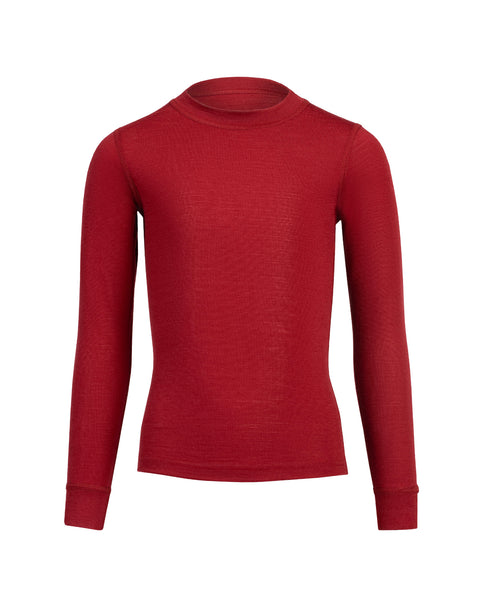 Kids' 160 Thermal Long Sleeve Crew Royal Cherry, front view.
