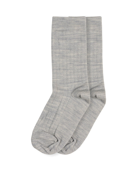 The Menique merino rib crew socks for kids in color light gray.