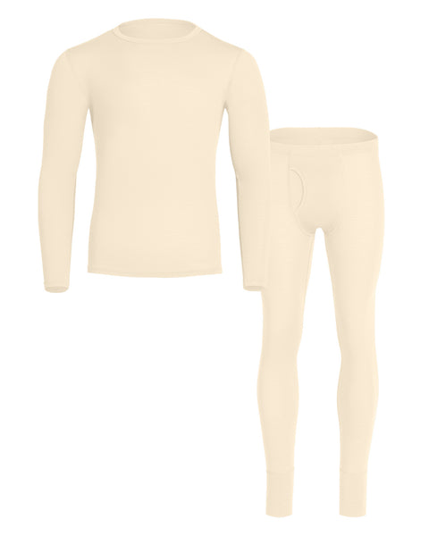 Men's 160 Long Sleeve & Bottom 2-Piece Natural Front