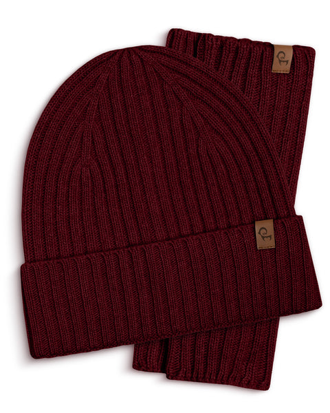 Elegant women’s wrist warmers and beanie in creamy beige Merino wool & cashmere blend