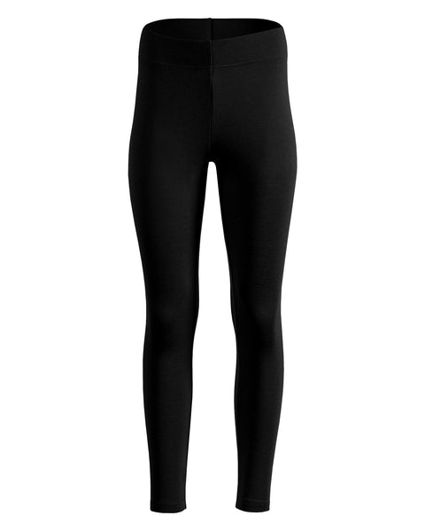 the menique 250gsm women's leggings in black color, front view.