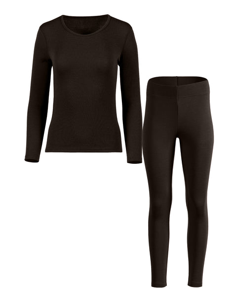 2-teiliges Set aus Langarmshirt und Leggings für Damen in 250 Schokoladenbraun