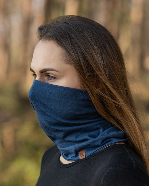 menique unisex Merino Neck Gaiter Denim Color