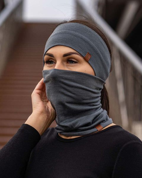 Women's Headband and Gaiter Set Perfect Grey
