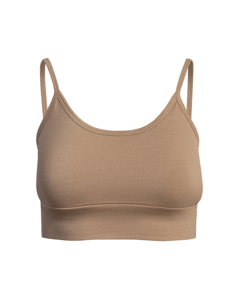 Beige sports bra on a white background