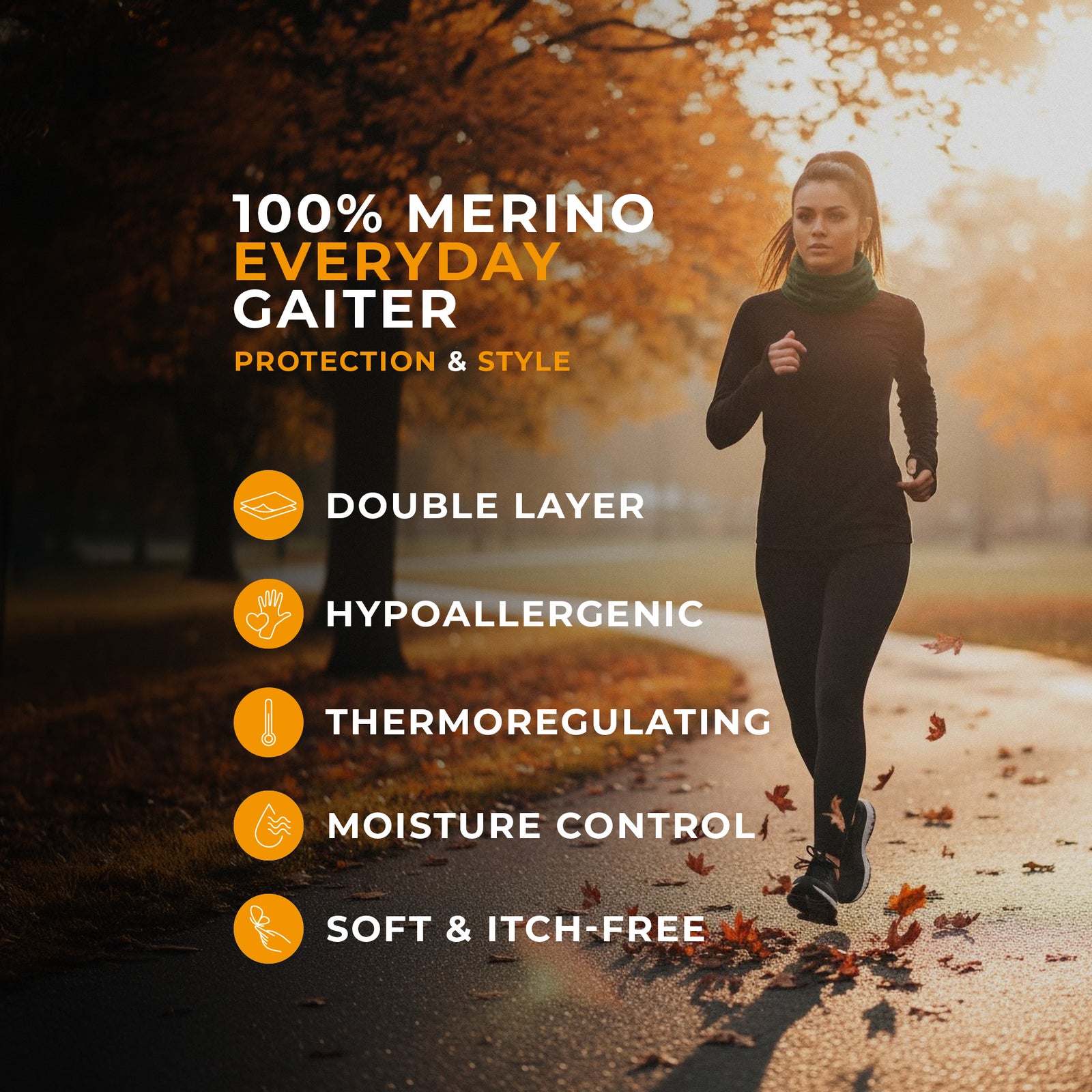 menique unisex dark green neck gaiter in a white background.