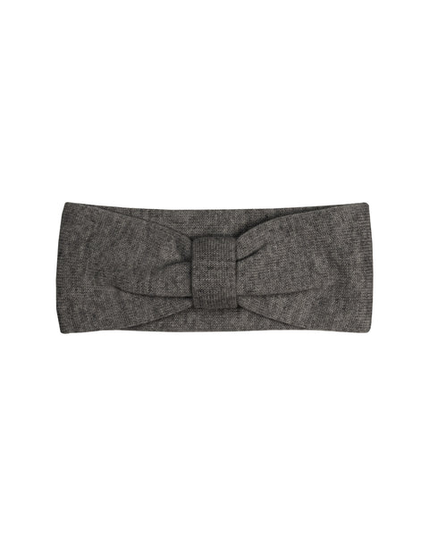 Kids' Knit Headband with Ribbon Merino &amp; Cashmere Dark Gary