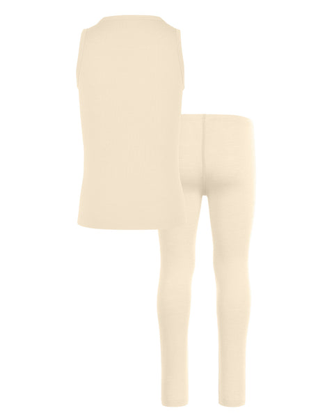 Kids' Merino Tank Top &amp; Bottom 2-Piece Natural