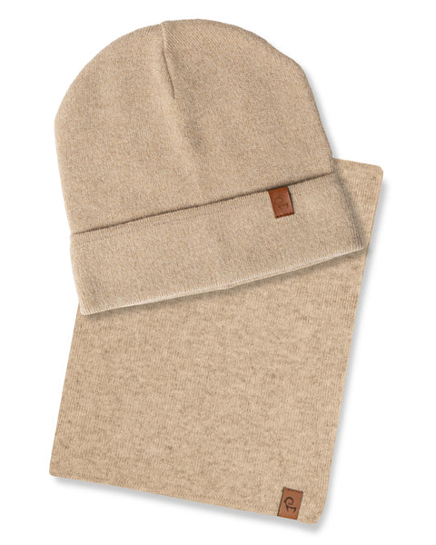 Kids' Knit Beanie &amp; Scarf 2-Piece Set Creamy beige