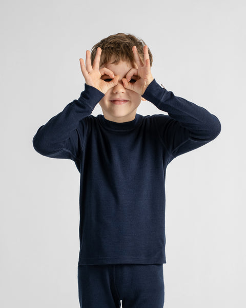 Thermo-Langarmshirt für Kinder 250 Marineblau