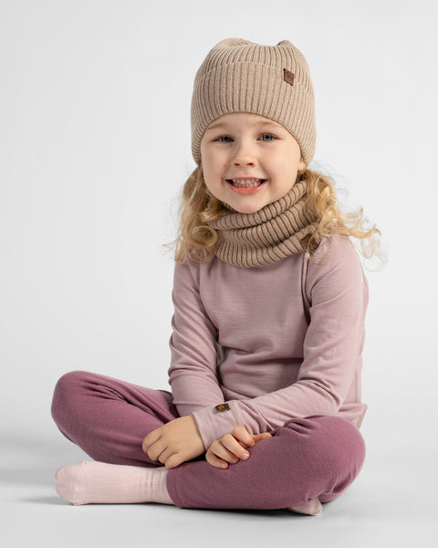 Gerippte Strickmütze für Kinder aus 100% Merinowolle
