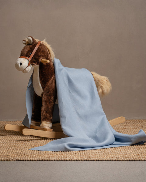 Linen Throw for Baby in Dusty Cloudy Blue Color