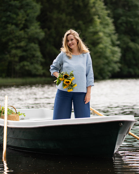 Leinenbluse Nora Wolkiges Blau