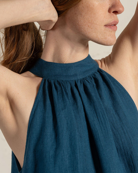 Maxi Halterneck Dress Rachel in cobalt blue color