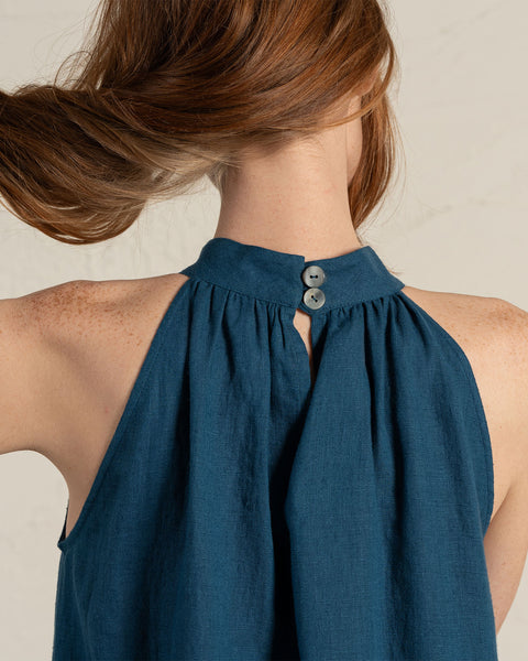 Maxi Halterneck Dress Rachel in cobalt blue color