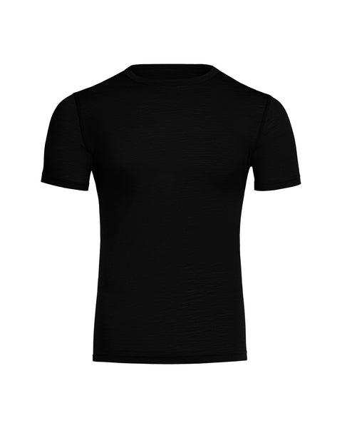 The menique men's 160 Merino wool T-Shirt in black color, white background.
