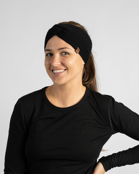 Weiches, warmes geripptes Merino-Strickstirnband für Damen