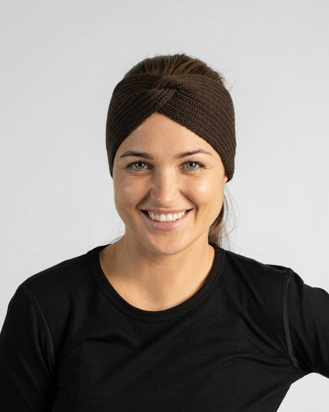 Weiches, warmes geripptes Merino-Strickstirnband für Damen