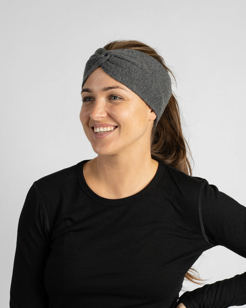 Weiches gestricktes Twist-Stirnband aus Merinowolle und Kaschmir für Damen