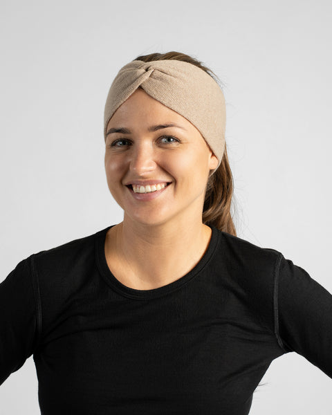 Weiches gestricktes Twist-Stirnband aus Merinowolle und Kaschmir für Damen