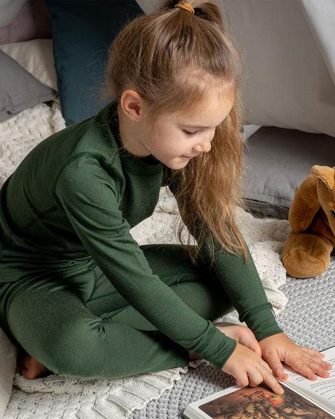 Kinder 160 Merino Hose Dunkelgrün