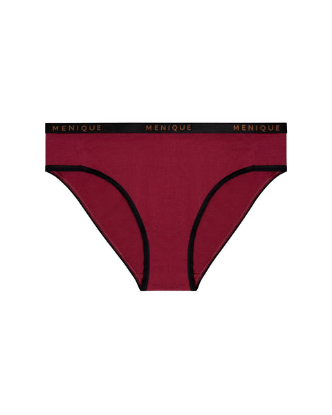 Women’s merino wool bikini briefs 160gsm in royal cherry red, lightweight moisture-wicking underwear with comfortable stretch fit