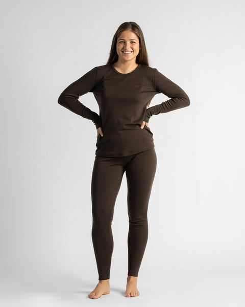 Thermo-Langarmshirt 250 für Damen, Schokoladenbraun