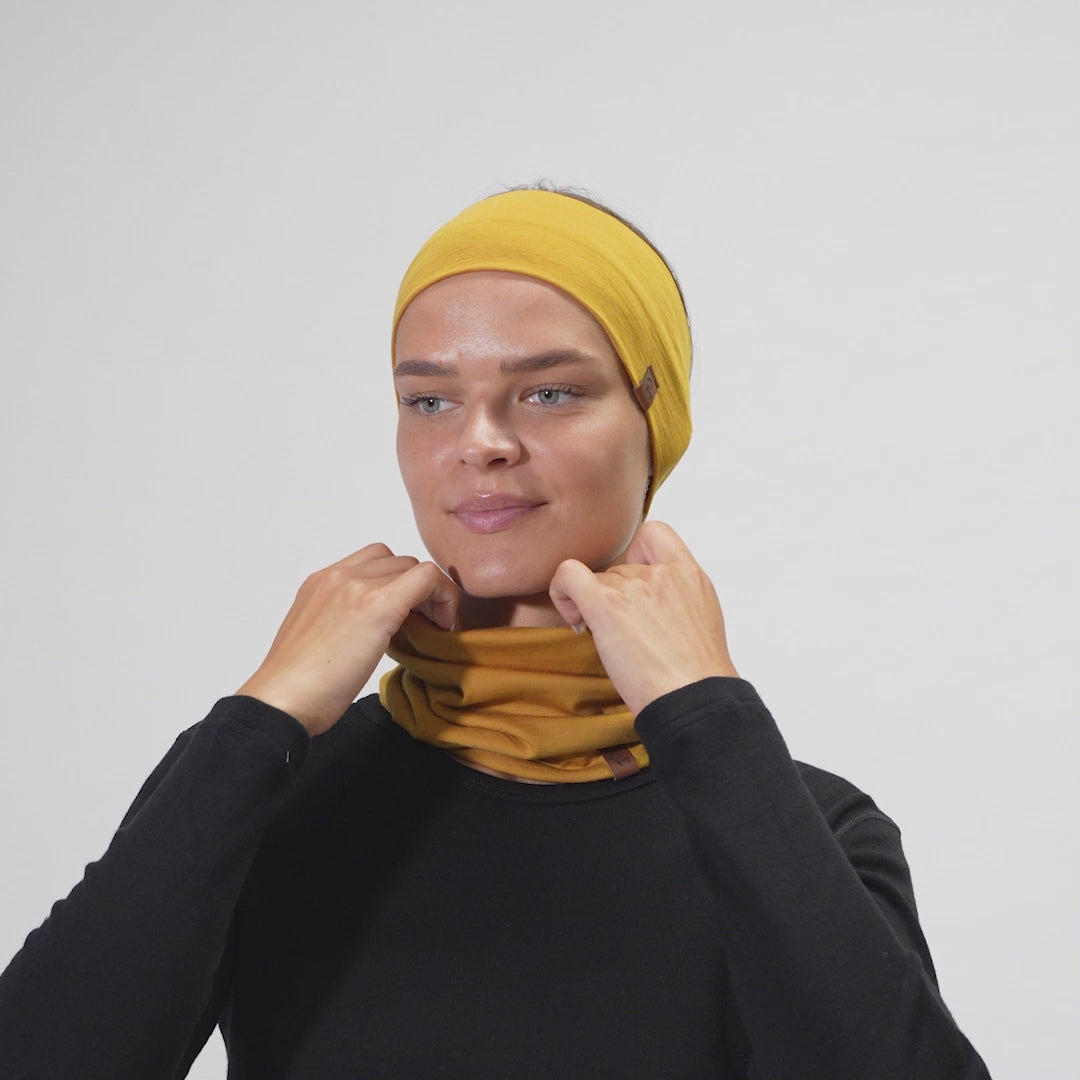 Damen Stirnband & Schlauchschal 2-teilig Gelb