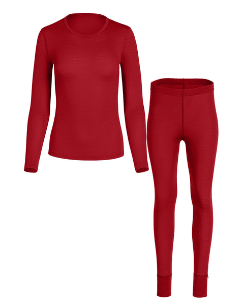 Women's 160 Long Sleeve &amp; Bottoms 2-Piece Royal Cherry