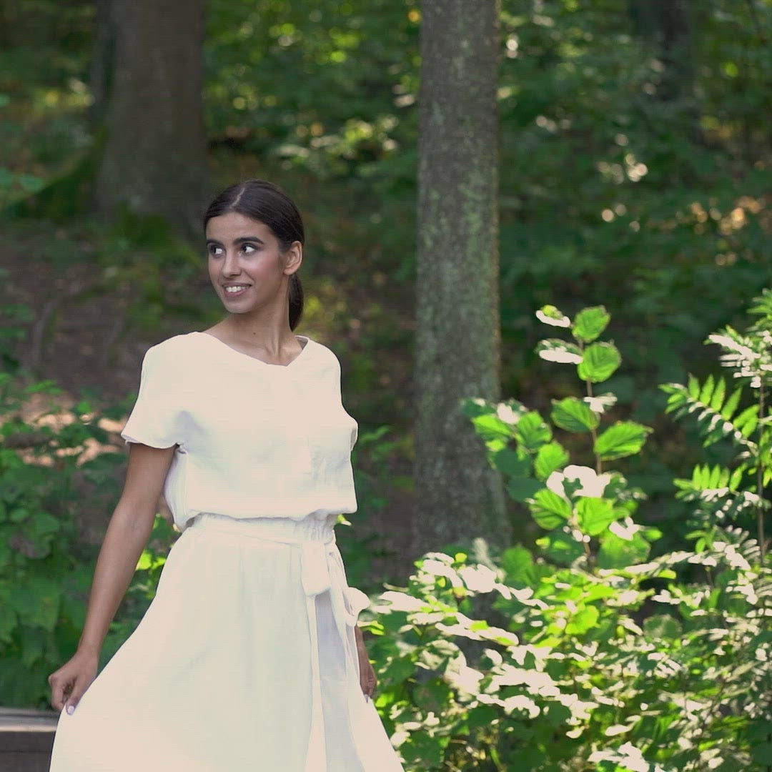 Front-Knopf-Kleid Brigit Reinweiß