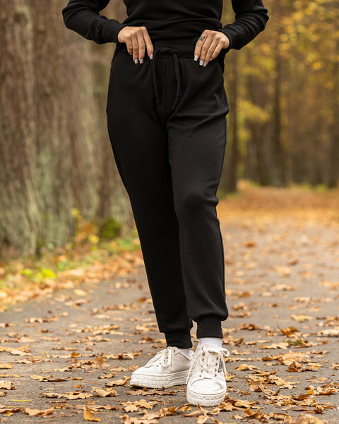 Women's Merino 250 Set of Zip Neck Top &amp; Jogger Sweatpants Black