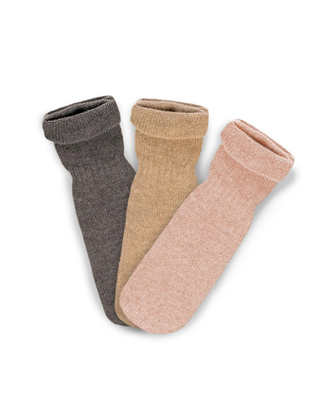 Kids' Merino &amp; Cashmere Socks 3-Pack - Perfect Grey, Creamy Beige, Dusty Pink